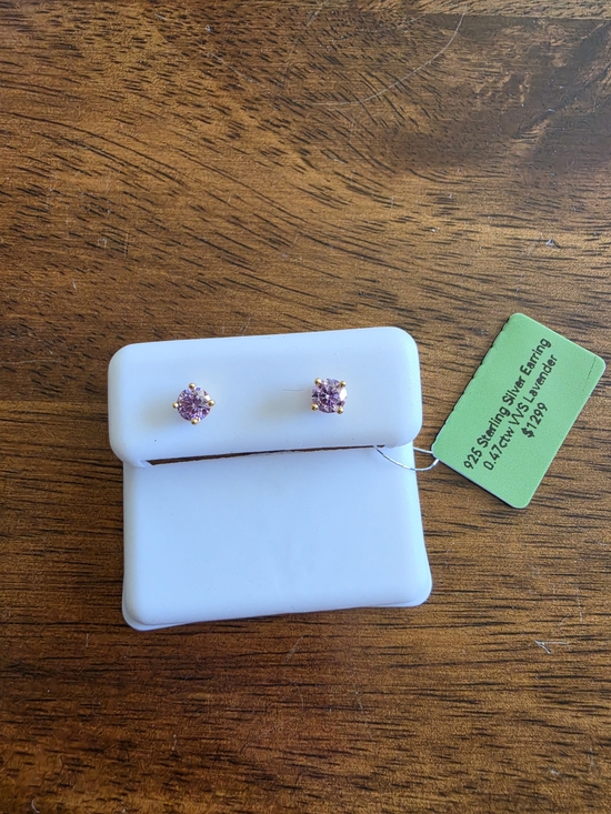 Jewelry - 925 Sterling Silver Lavender Moissanite Stud Earrings